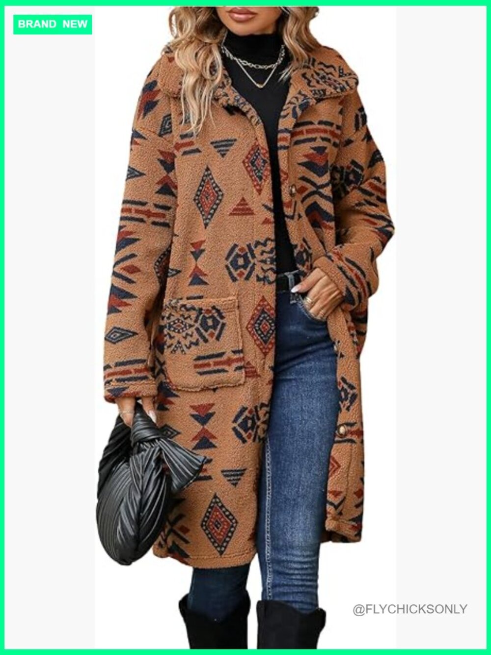 Polyester Fleece Floral Print Trench Coat for Women